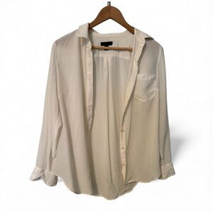 J. Crew 100% Silk Button Down Blouse Size 6 Ivory Cream Minimalist Capsule